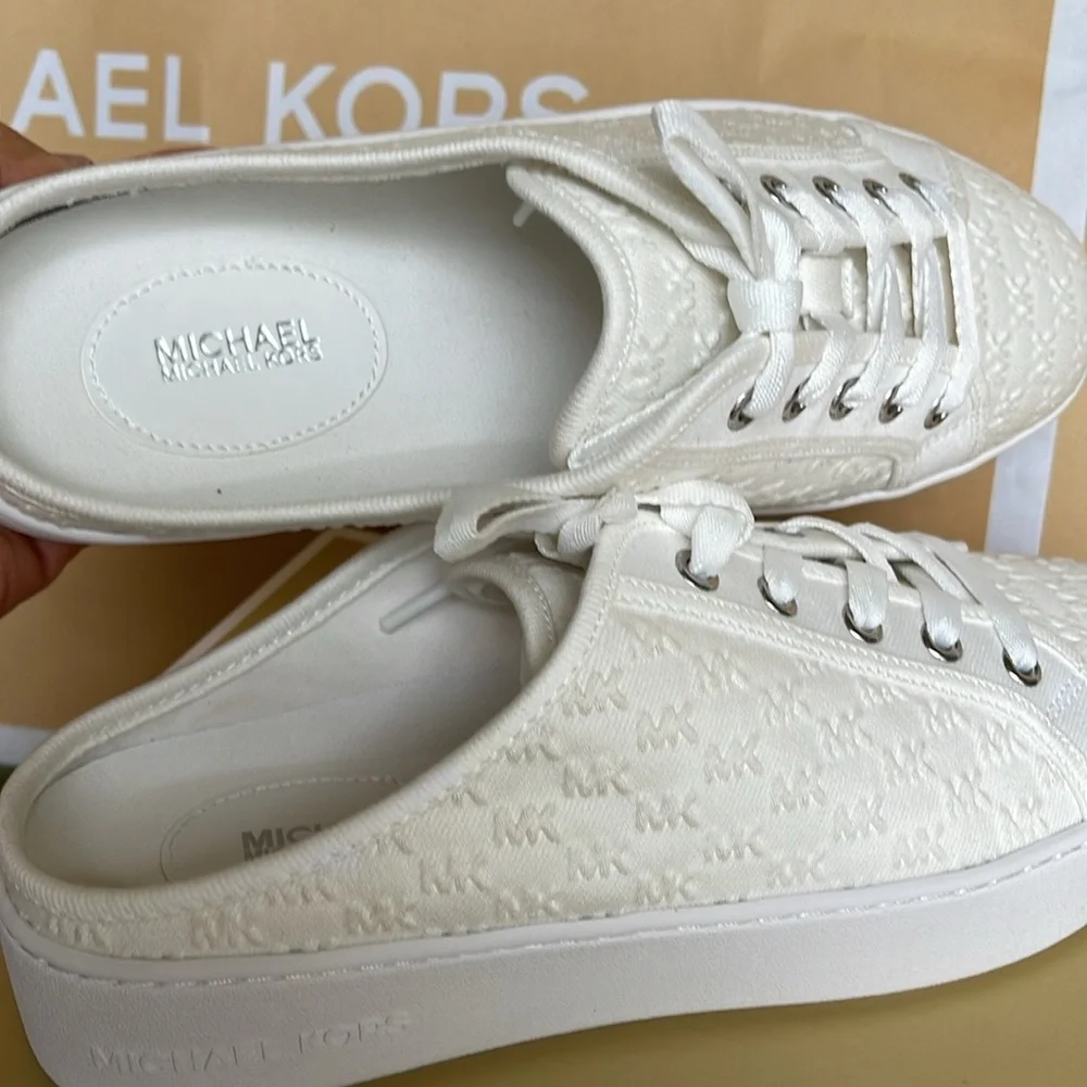 Michael Kors POPPY SLIDE SNEAKERS MK DEBOSSED WASHED DENIM 49T4POFP2D Platforms